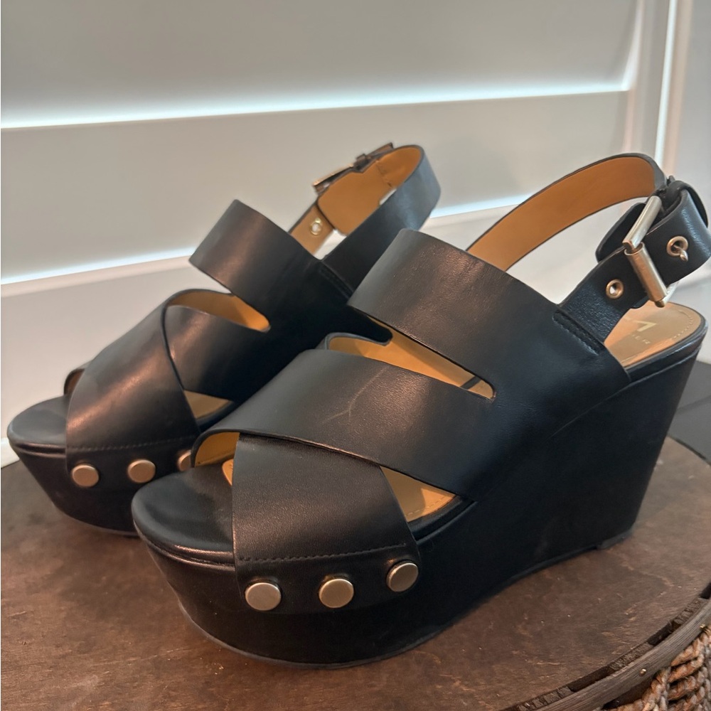 Marc Jacobs Black Wedges with Stud Accents